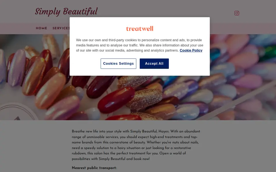 The top of simplybeautiful.mytreatwell.co.uk