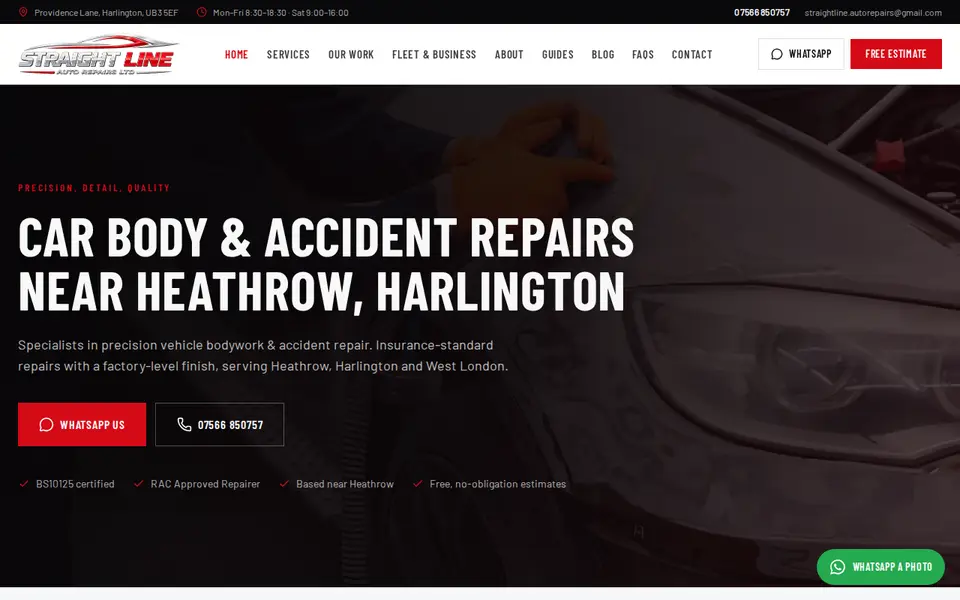 The top of straightlineautorepairs.com