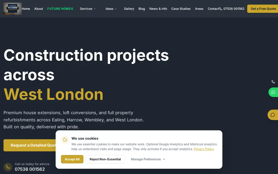 The top of dcoreconstruction.co.uk