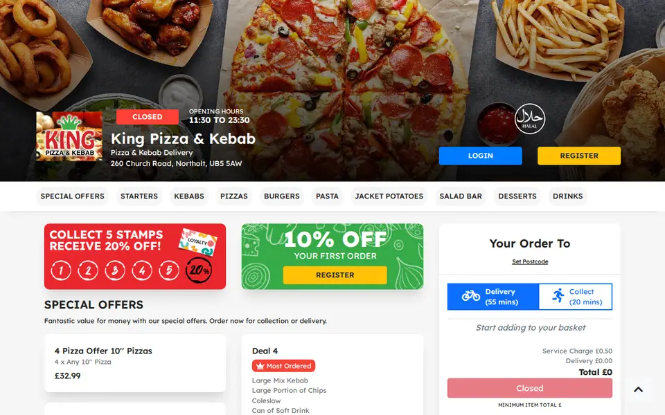 The top of kingpizzaandkebabub5.co.uk