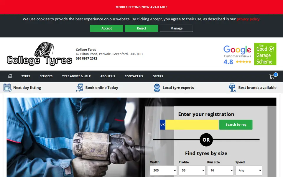 The top of perivaletyres.co.uk