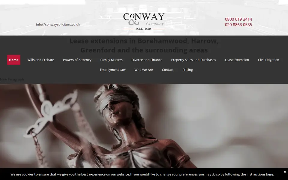 The top of conwaysolicitors.co.uk