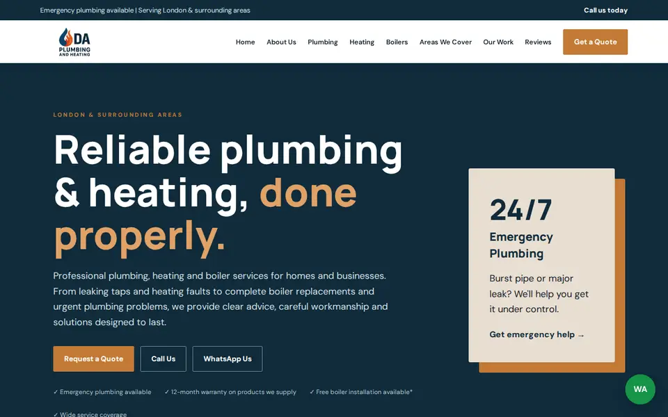The top of daplumbingandheating.co.uk