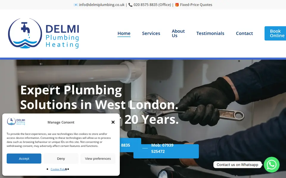 The top of delmiplumbing.co.uk
