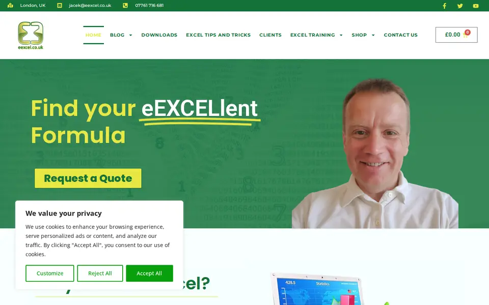 The top of eexcel.co.uk
