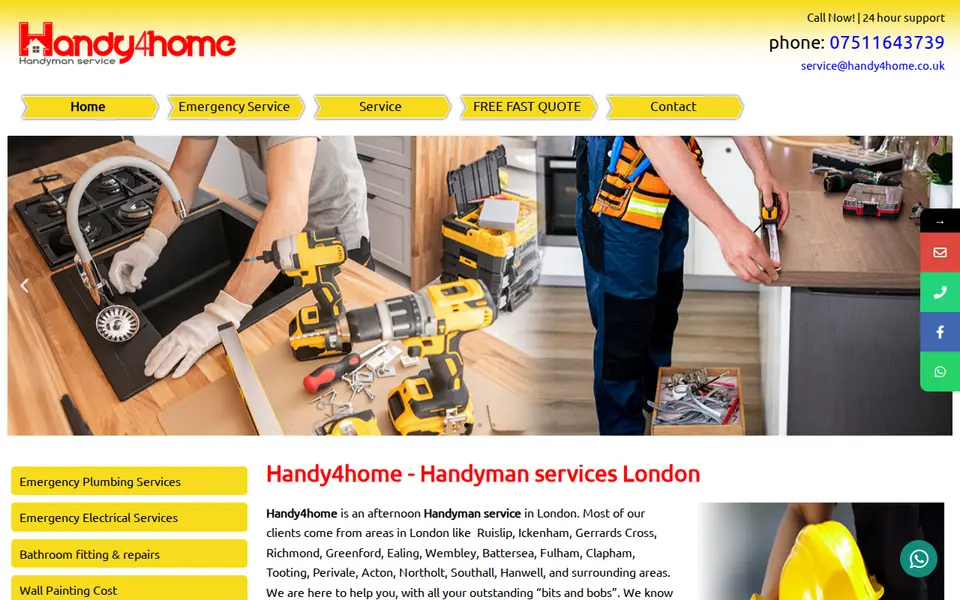 The top of handy4home.co.uk