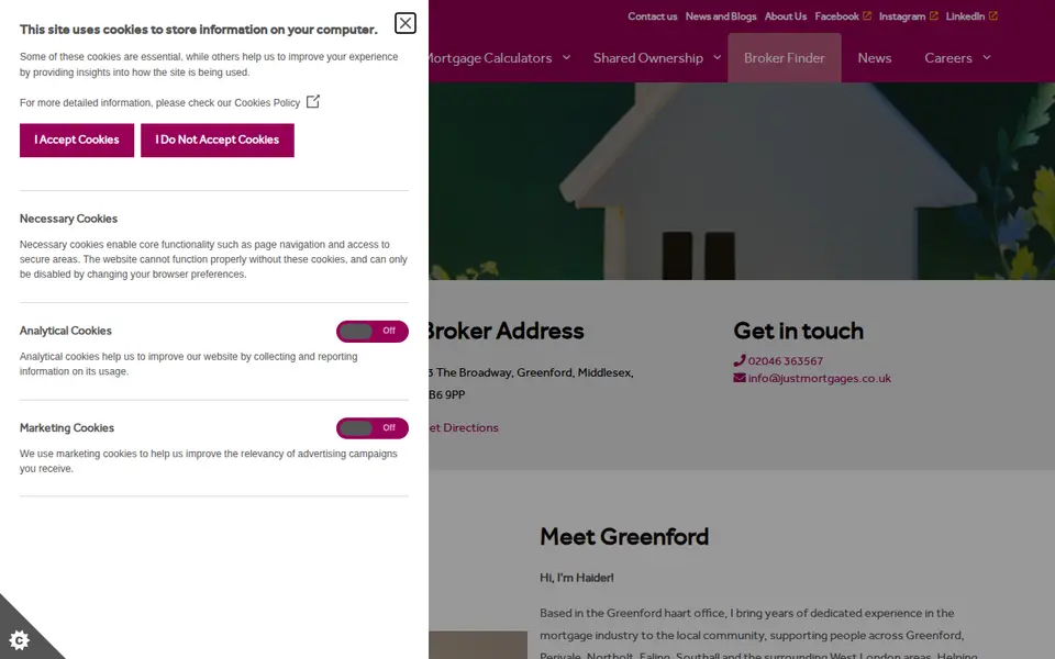 The top of justmortgages.co.uk