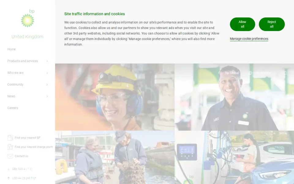 The top of bp.co.uk