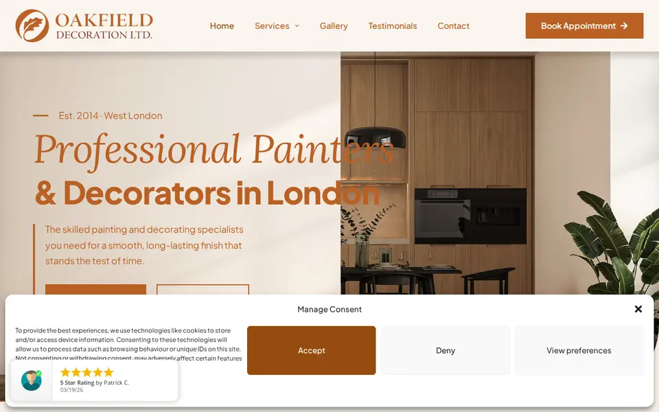 The top of oakfielddecoration.co.uk