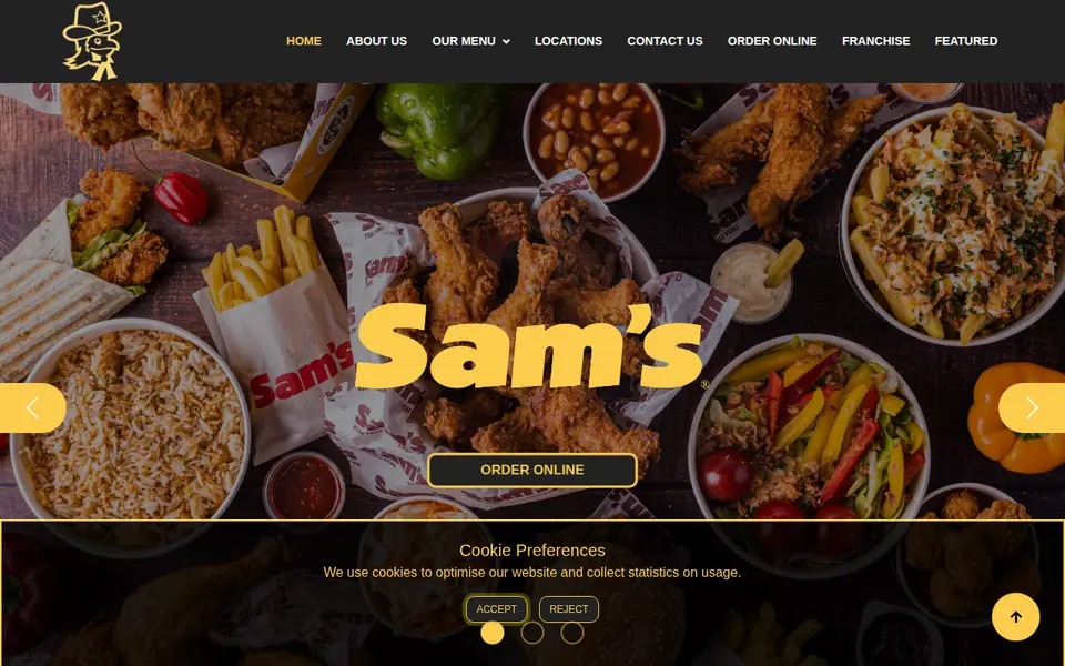 The top of samschicken.com