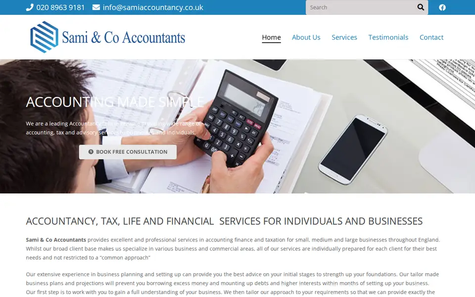 The top of samiaccountancy.co.uk