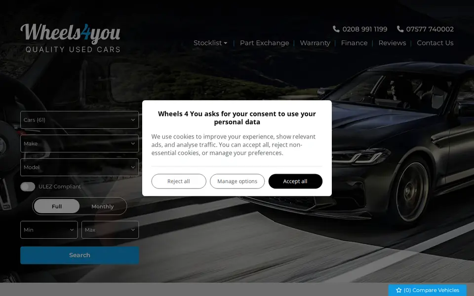 The top of wheels4you.co.uk