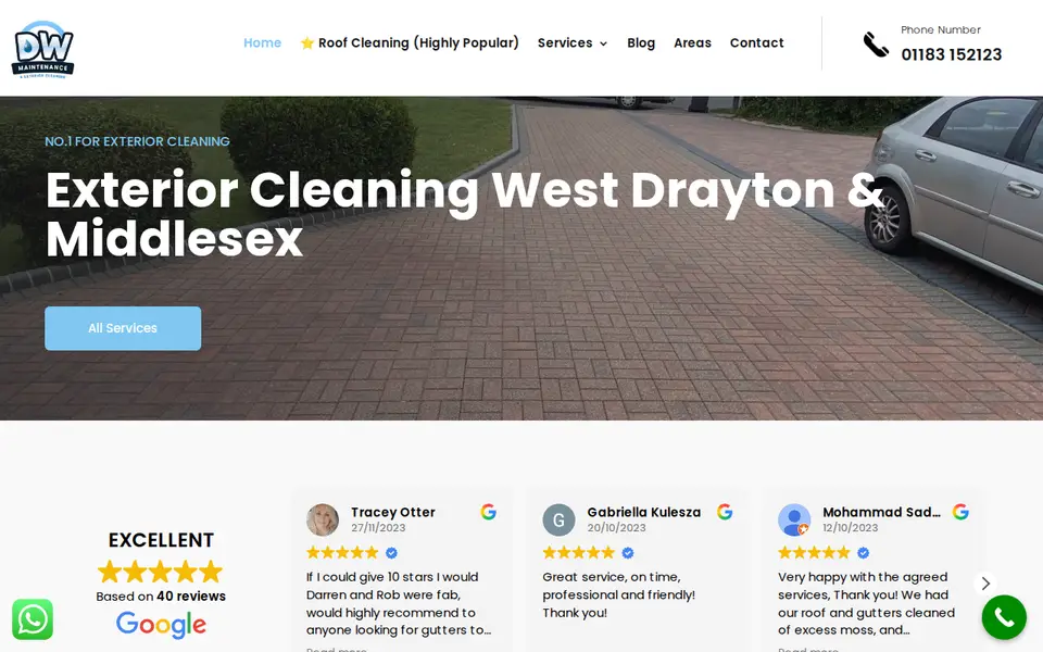 The top of dwexteriorcleaning.co.uk
