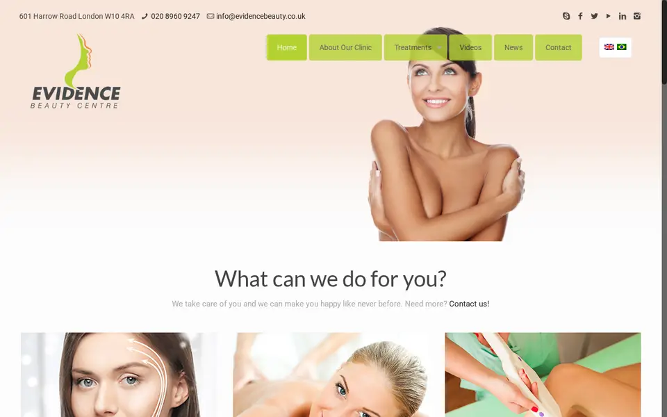 The top of evidencebeauty.co.uk