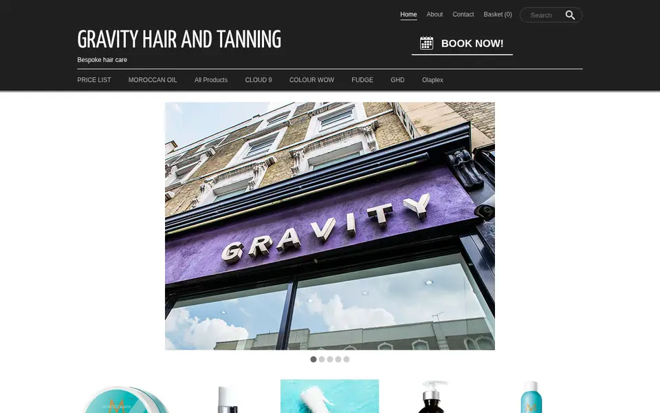 The top of gravityhair.co.uk