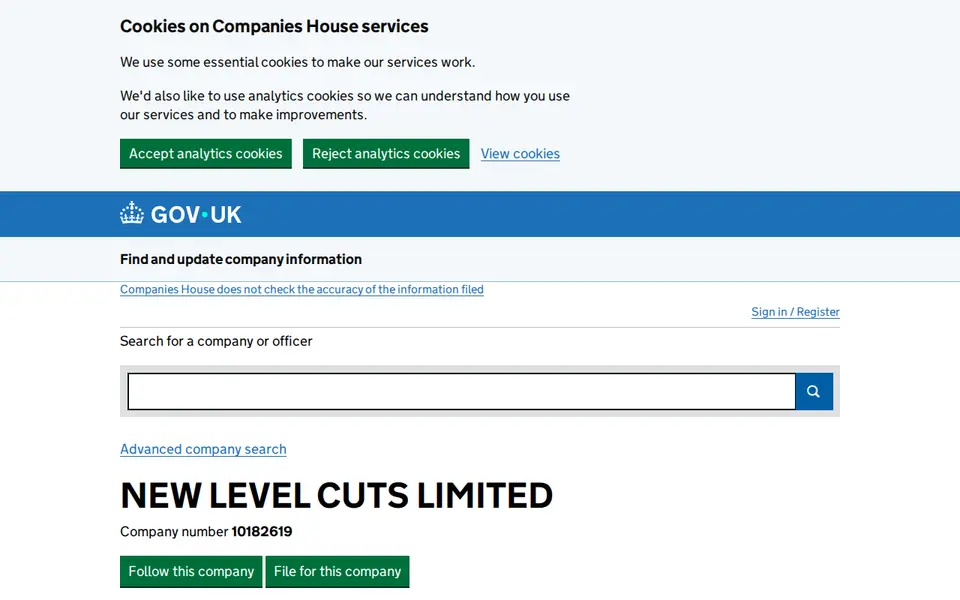 The top of beta.companieshouse.gov.uk