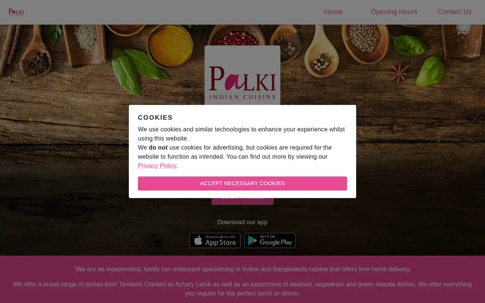 The top of palkirestaurant.co.uk