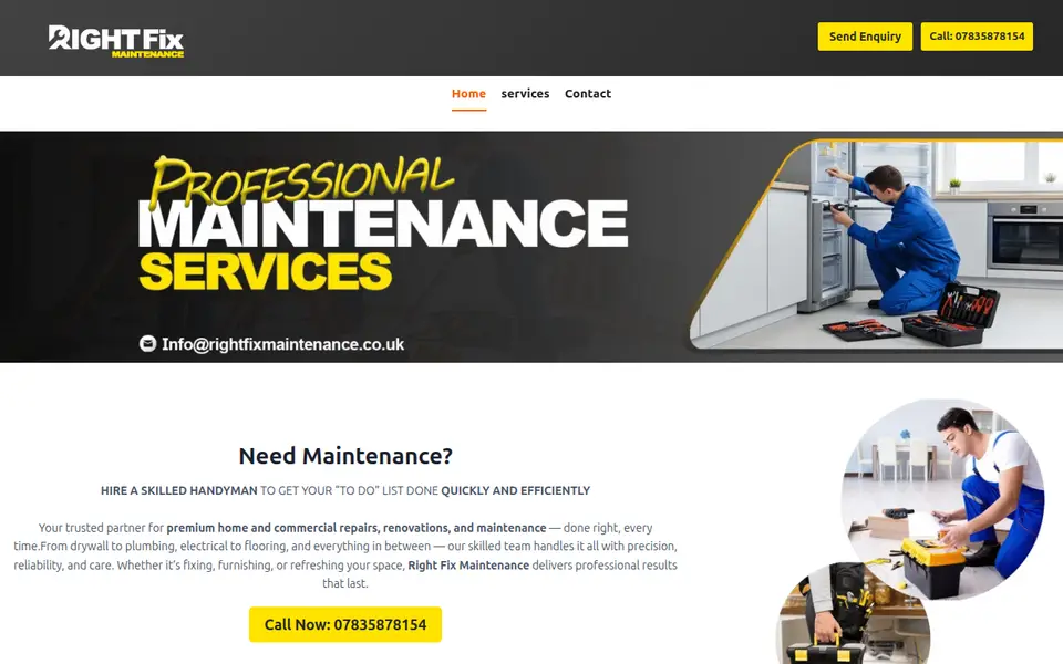 The top of rightfixmaintenance.co.uk