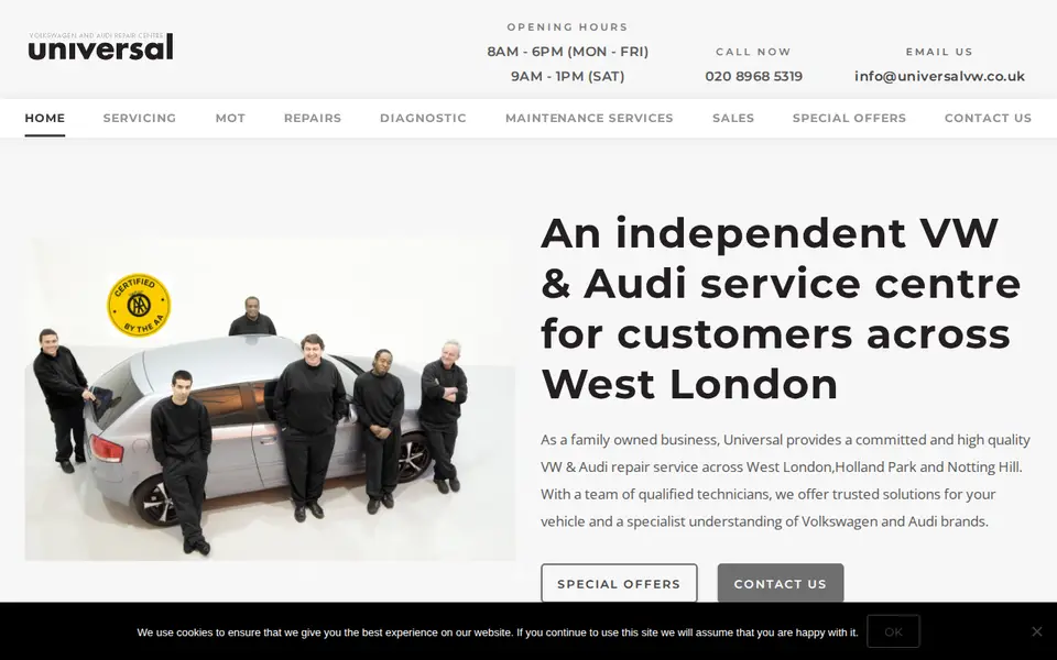 The top of universalvag.co.uk