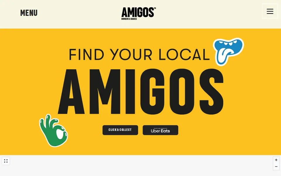 The top of amigosburgersandshakes.com