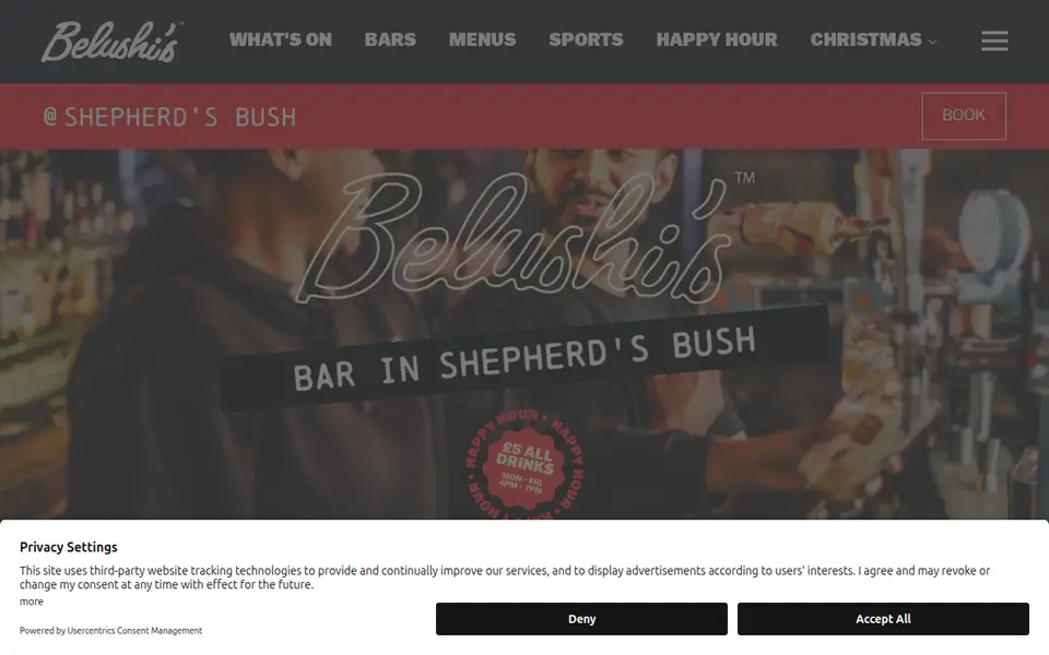 The top of belushis.com