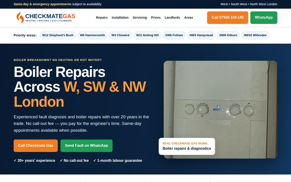 The top of checkmategas.co.uk