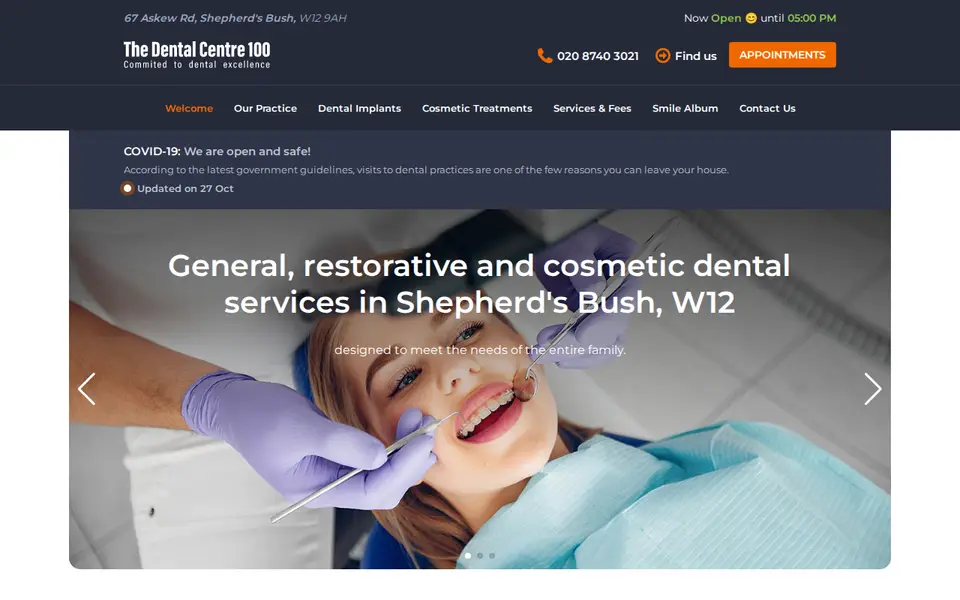 The top of dentalcentre100.com