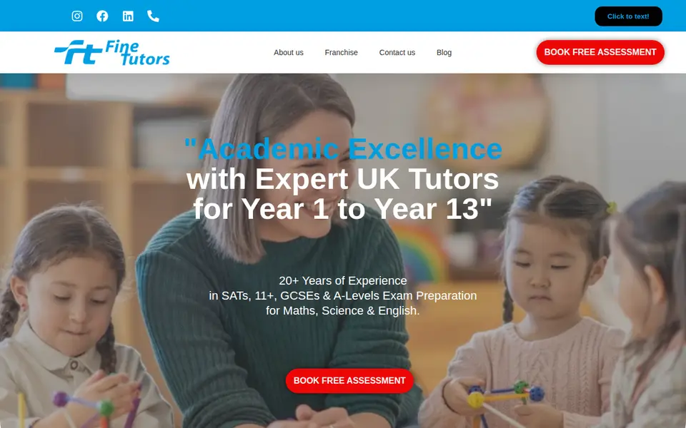 The top of finetutors.co.uk