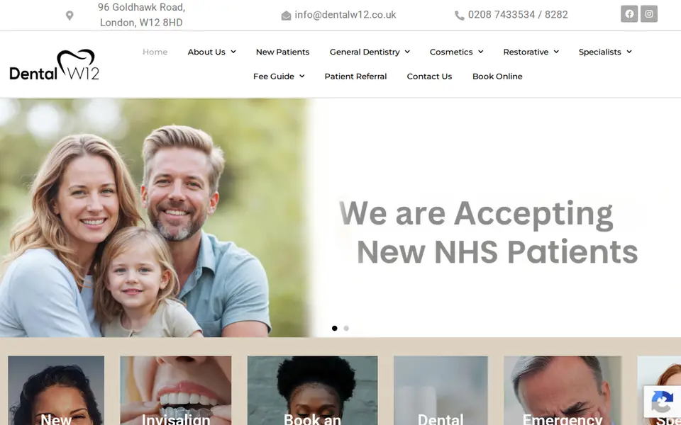 The top of dentalw12.co.uk