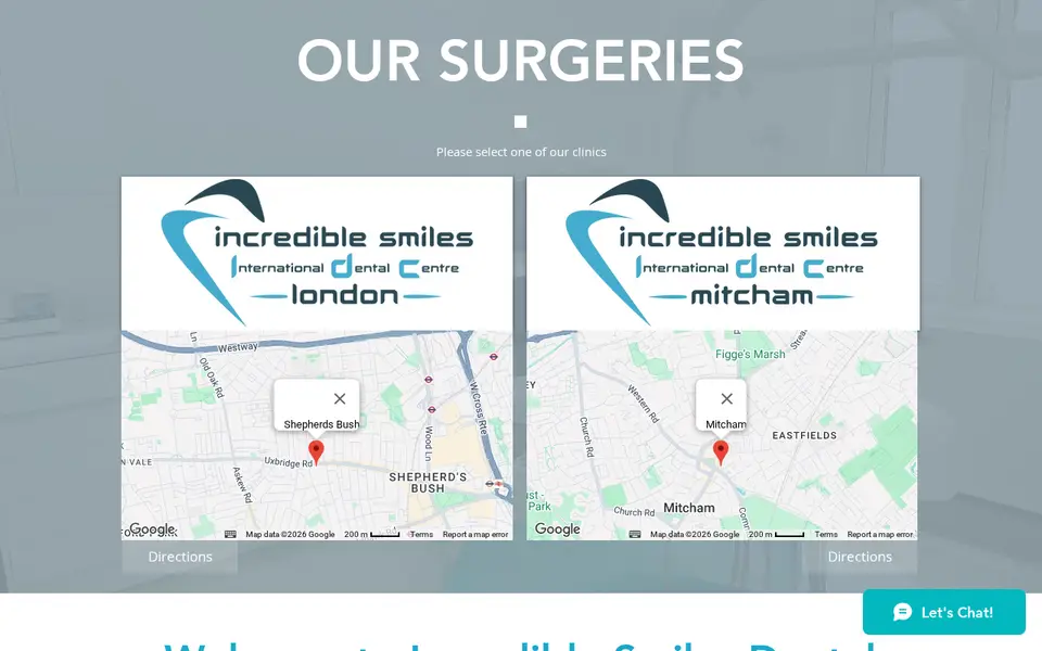 The top of incrediblesmiles.co.uk
