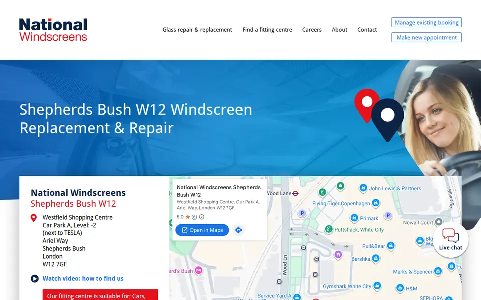 The top of nationalwindscreens.co.uk