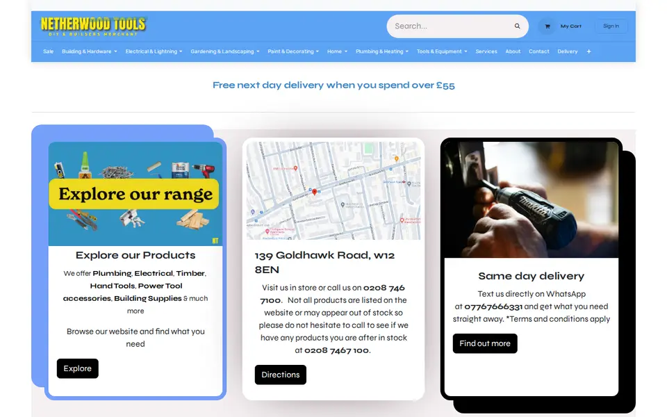 The top of netherwoodtools.com