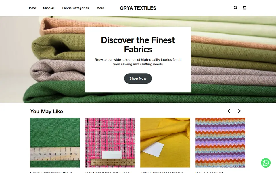 The top of oryatextiles.com
