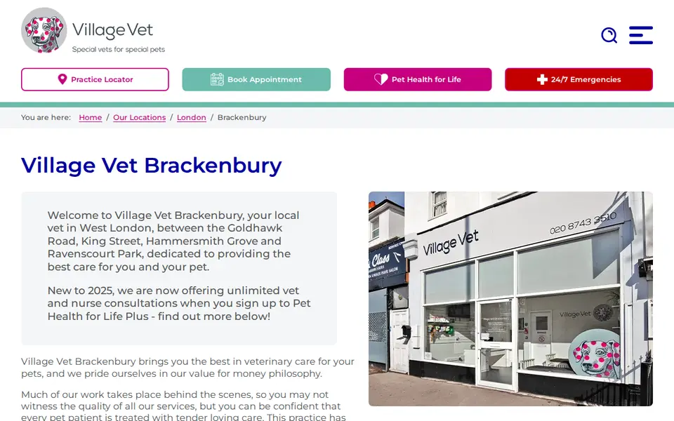 The top of villagevet.co.uk
