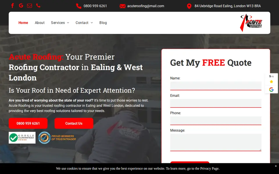 The top of acuteroofing.co.uk