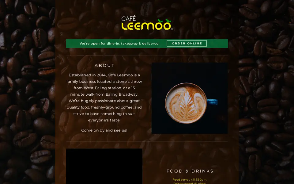 The top of cafeleemoo.co.uk