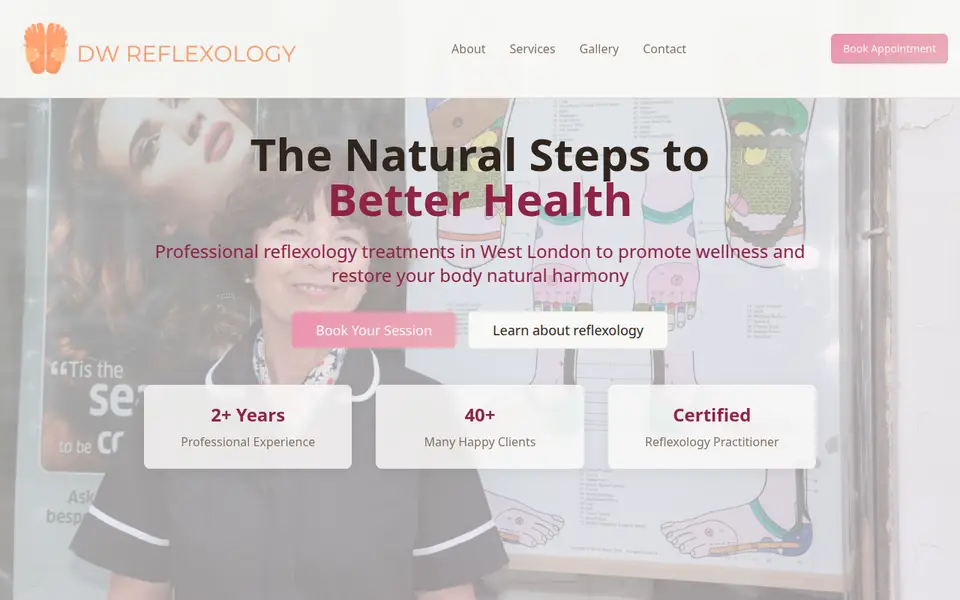 The top of dwreflexology.co.uk