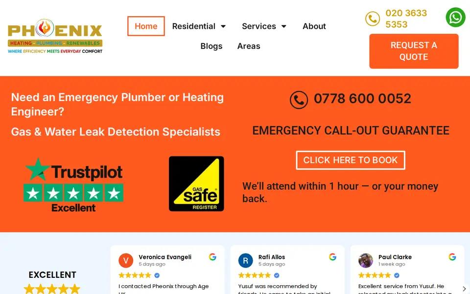 The top of phoenixheatingandplumbing.co.uk