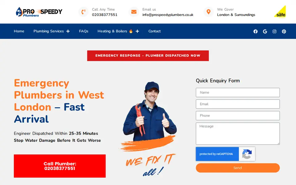 The top of prospeedyplumbers.co.uk