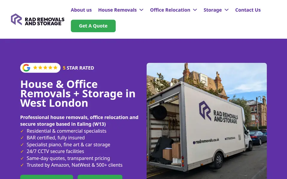 The top of radremovals.co.uk