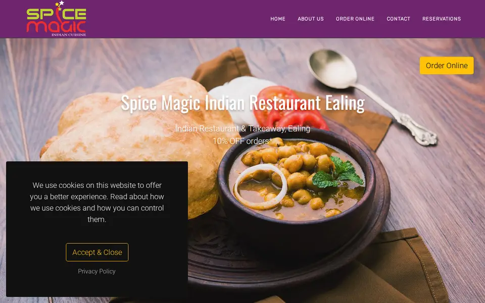 The top of spicemagicrestaurant.co.uk