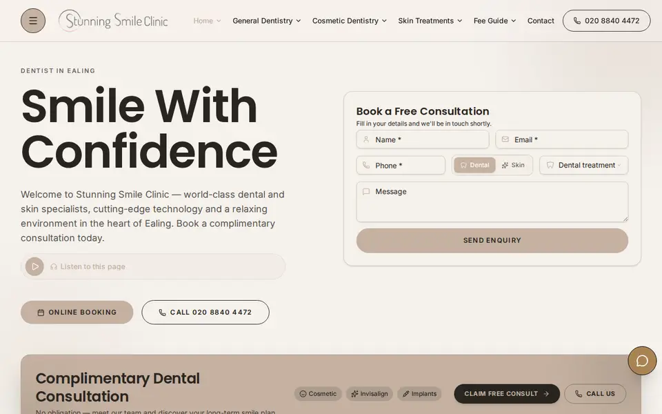 The top of stunningsmileclinic.co.uk