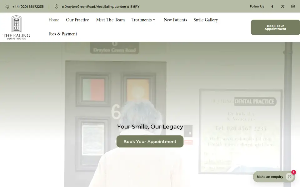 The top of ealingdental.com