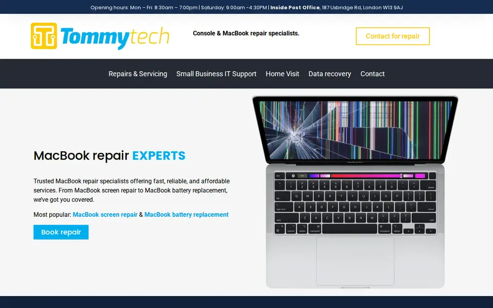The top of tommytech.co.uk