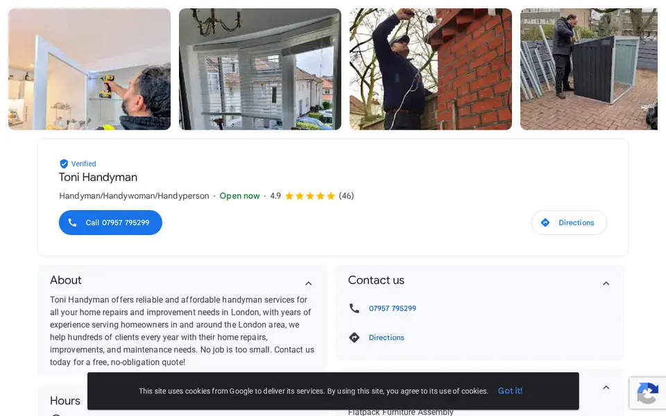 The top of business.google.com