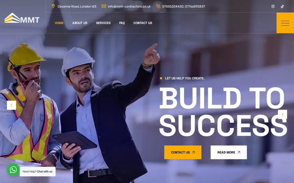 The top of mmt-contractors.co.uk