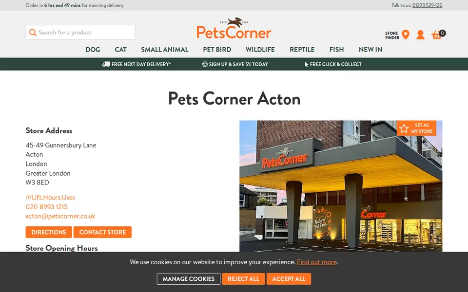 The top of petscorner.co.uk