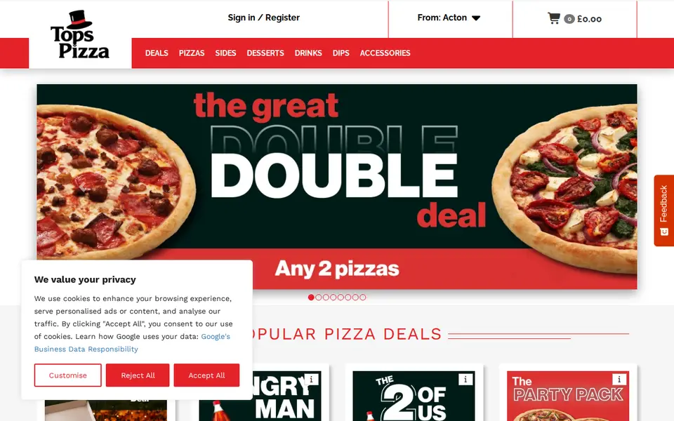 The top of topspizza.co.uk