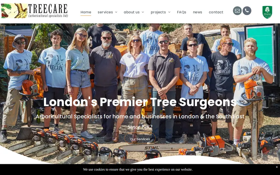 The top of treecare.co.uk