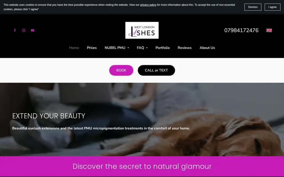 The top of westlondonlashes.co.uk